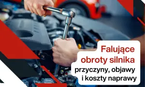 Mechanik dokręca śrubę kluczem, naprawiając problem z przepustnicą, który powoduje falujące obroty silnika.