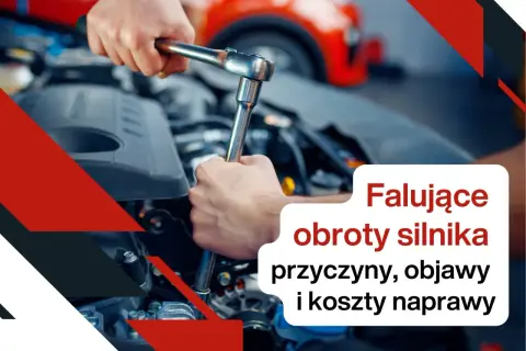 Mechanik dokręca śrubę kluczem, naprawiając problem z przepustnicą, który powoduje falujące obroty silnika.