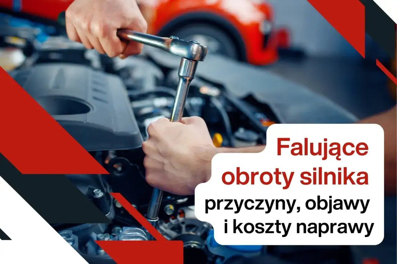 Mechanik dokręca śrubę kluczem nasadowym. Tekst informuje o przyczynach i kosztach naprawy problemów z przepustnicą, które mogą powodować falujące obroty silnika.