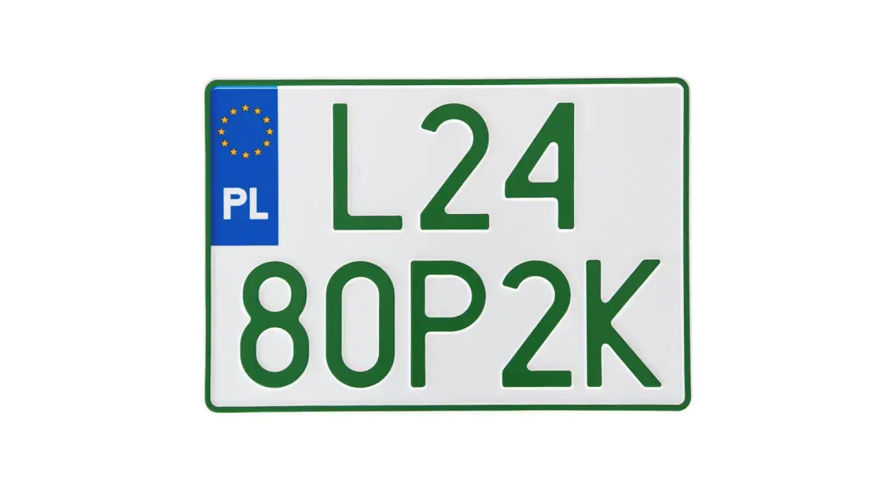 Polski numer rejestracyjny L24 80P2K z symbolem Unii Europejskiej.