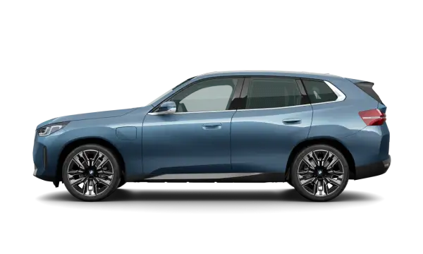 Niebieski BMW X3 z profilu, pokazujący jego elegancką sylwetkę i nowoczesne felgi. Idealny do poznania BMW X3 wymiary.