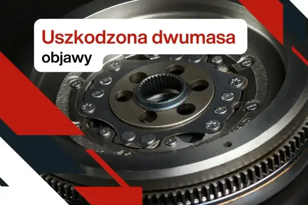 Zbliżenie na uszkodzone sprzęgło dwumasowe, widoczne elementy mechaniczne i zębatka.